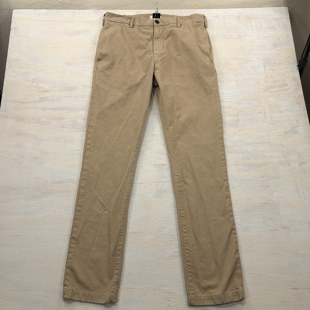 Buck Mason Chino Pants 34 Flat Front Cotton Khaki Tan Mens